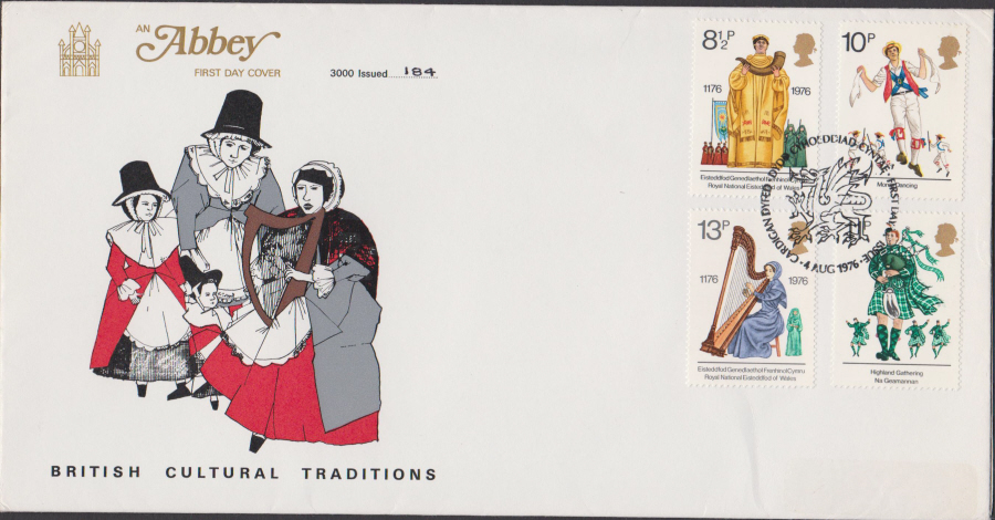 1976 Abbey FDC Culture F D I Cardigan Postmark - Click Image to Close